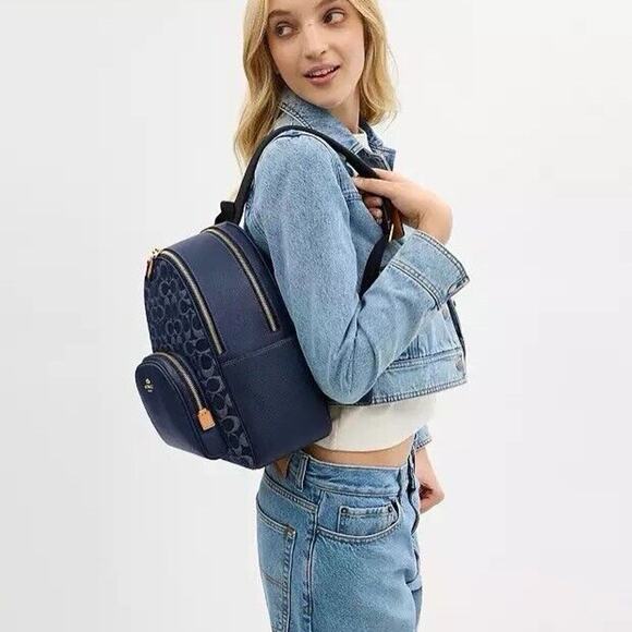 NWT LIMITED Coach Denim Court Backpack In Signature Canvas Leather CZ778 - Picture 9 of 10